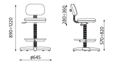 krzesło laboratoryjne SENIOR gts - wymiary
